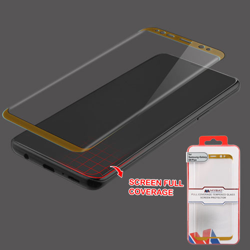 MyBat Full Coverage Tempered Glass Screen Protector for Samsung Galaxy S9 Plus - Gold