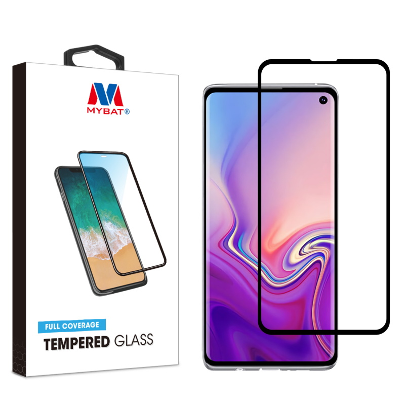 MyBat Full Coverage Tempered Glass Screen Protector for Samsung Galaxy S10E - Black
