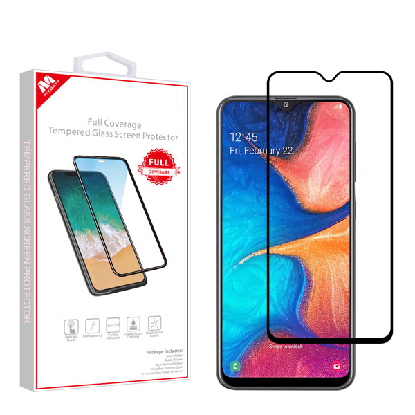 MyBat Full Coverage Tempered Glass Screen Protector for Samsung Galaxy A50 / Galaxy A20 - Black