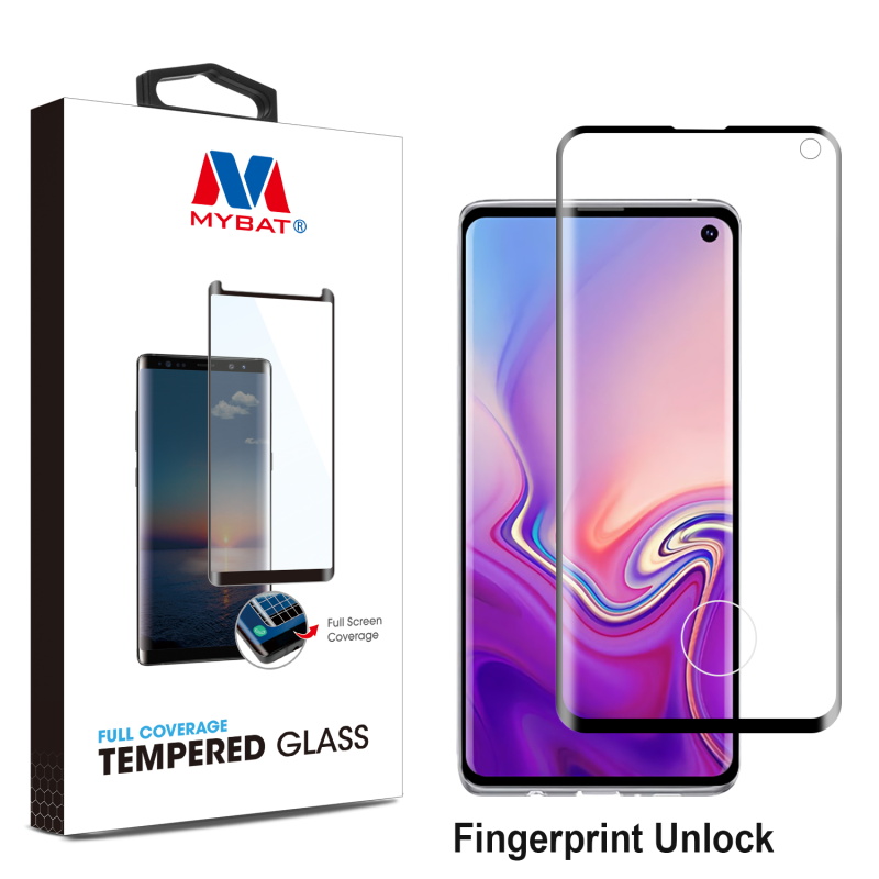 MyBat Full Coverage Tempered Glass Screen Protector for Samsung Galaxy S10 - Black