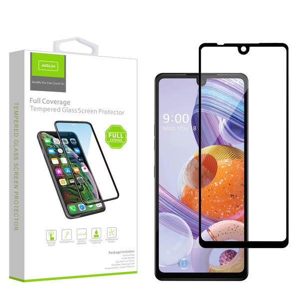 Airium Full Coverage Tempered Glass Screen Protector for Lg Stylo 6 - Black