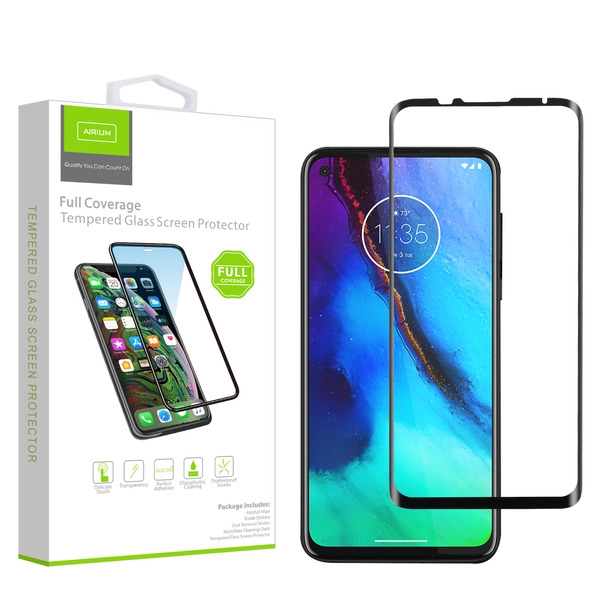 Airium Full Coverage Tempered Glass Screen Protector for Motorola Moto G Stylus / Moto G Power - Black