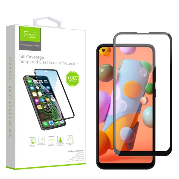 Airium Full Coverage Tempered Glass Screen Protector for Samsung Galaxy A11 - Black