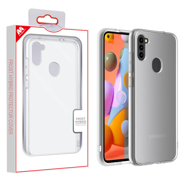 MyBat Frost Hybrid Protector Cover for Samsung Galaxy A11 - Semi Transparent White Frosted / Rubberized Semi Transparent White