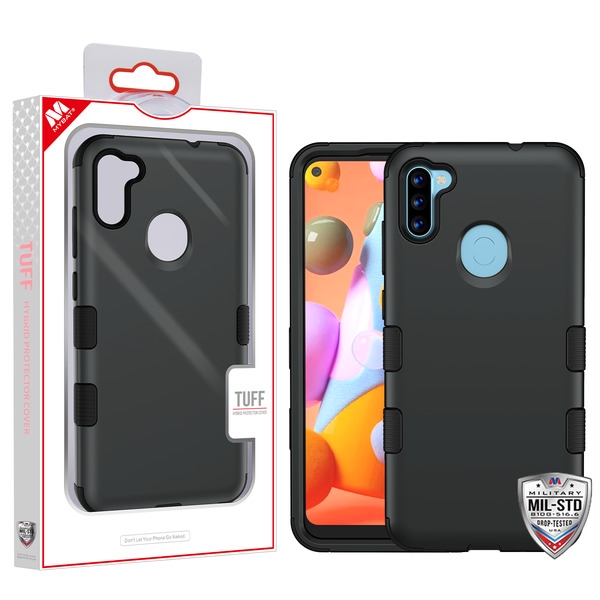 MyBat TUFF Hybrid Phone Protector Cover [Military-Grade Certified] for Samsung Galaxy A11 - Black