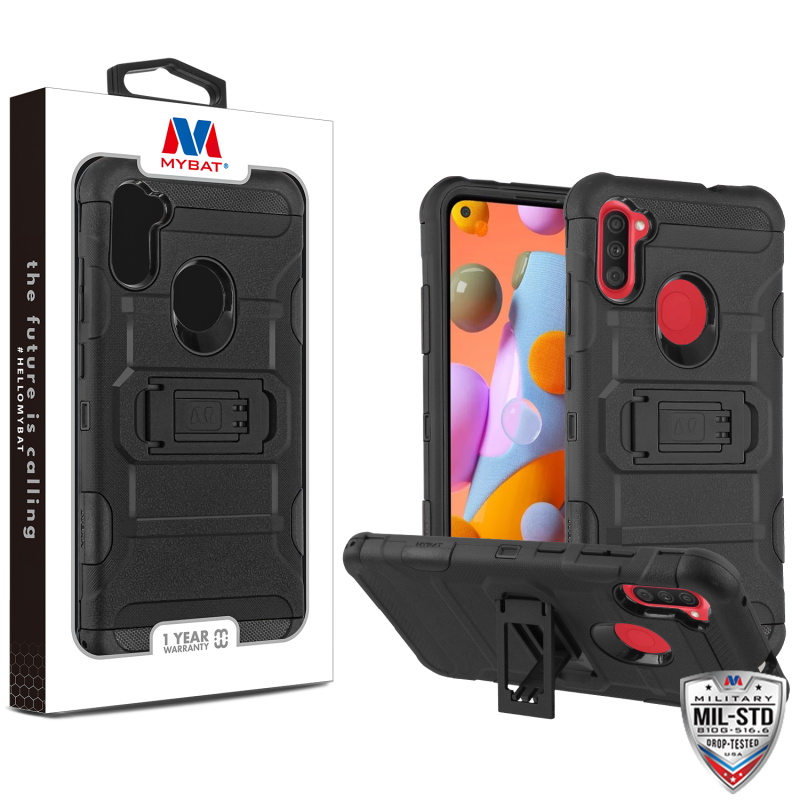 MyBat Storm Tank Hybrid Protector Cover [Military-Grade Certified] for Samsung Galaxy A11 - Black / Black
