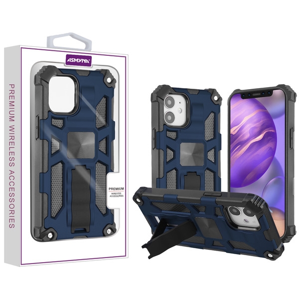 Asmyna Sturdy Hybrid Protector Cover (with Stand) for Apple iPhone 12 mini (5.4) - Ink Blue / Black