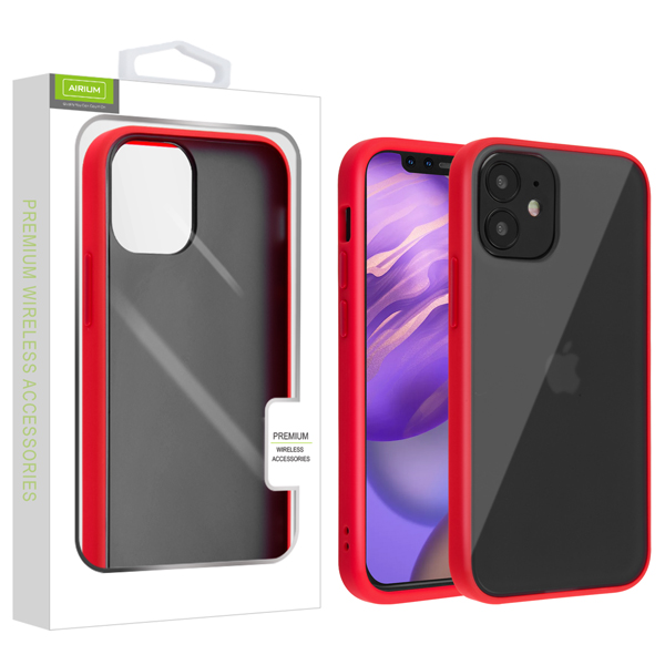 Airium Frost Hybrid Protector Cover for Apple iPhone 12 mini (5.4) - Semi Transparent Smoke Frosted / Rubberized Red