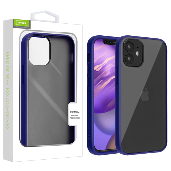 Airium Frost Hybrid Protector Cover for Apple iPhone 12 mini (5.4) - Semi Transparent Smoke Frosted / Rubberized Ink Blue