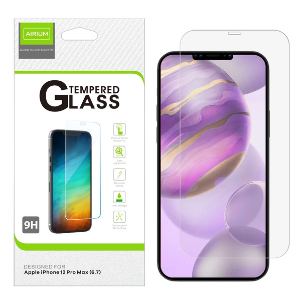 Airium Tempered Glass Screen Protector (2.5D) for APPLE iPhone 12 Pro Max (6.7) - Clear for Apple iPhone 12 Pro Max (6.7) - Clear