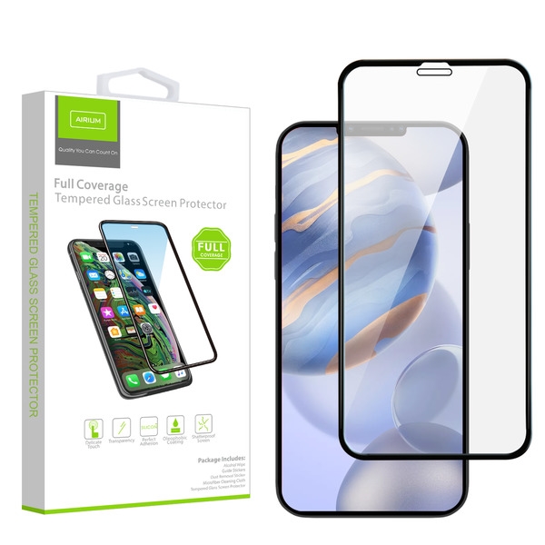 Airium Full Coverage Tempered Glass Screen Protector for Apple iPhone 12 (6.1) / 12 Pro (6.1) - Black
