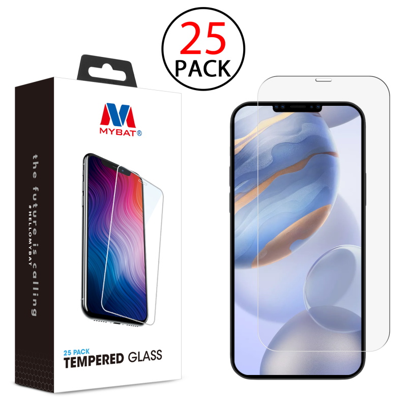MyBat Tempered Glass Screen Protector (2.5D)(25-pack) for Apple iPhone 12 / 12 Pro (6.1) - Clear