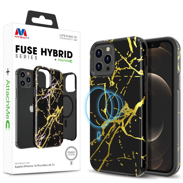MyBat Fuse Series Case +AttachMe for Apple iPhone 12 Pro Max (6.7) - Black Marble