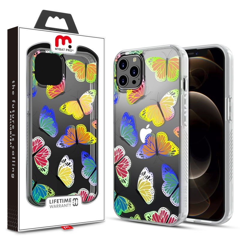 MyBat Pro Mood Series Case for Apple iPhone 12 Pro Max (6.7) - Neon Butterfies