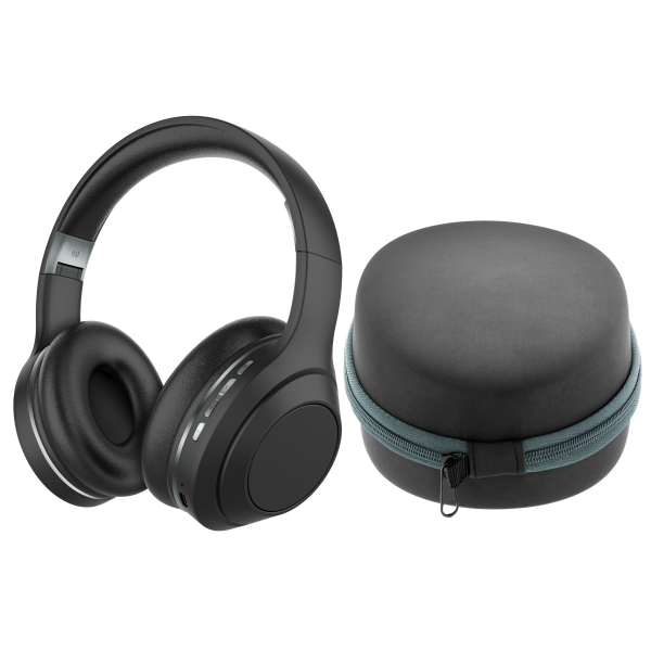 Sentry Premium Bluetooth Heaphones with Zipper Carrying Case - BLACK