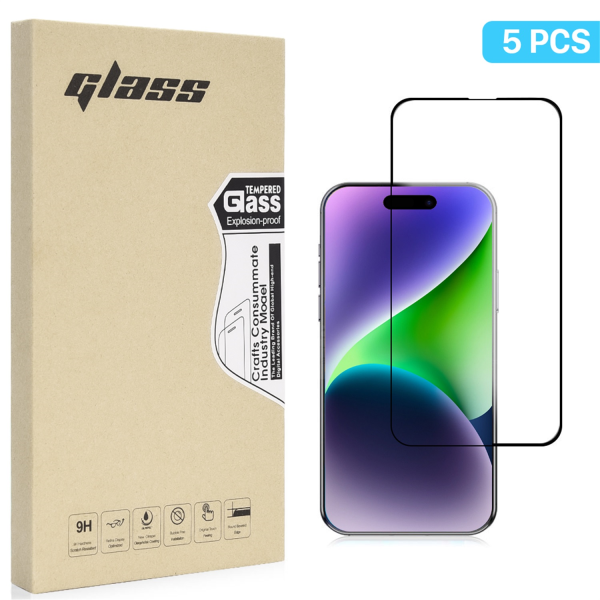 Dreamify USA Full Coverage Tempered Glass for iPhone 13 Pro Max (6.7)/ iPhone 15 Plus (6.7) / iPhone 14 Plus (6.7) - 5 Packs
