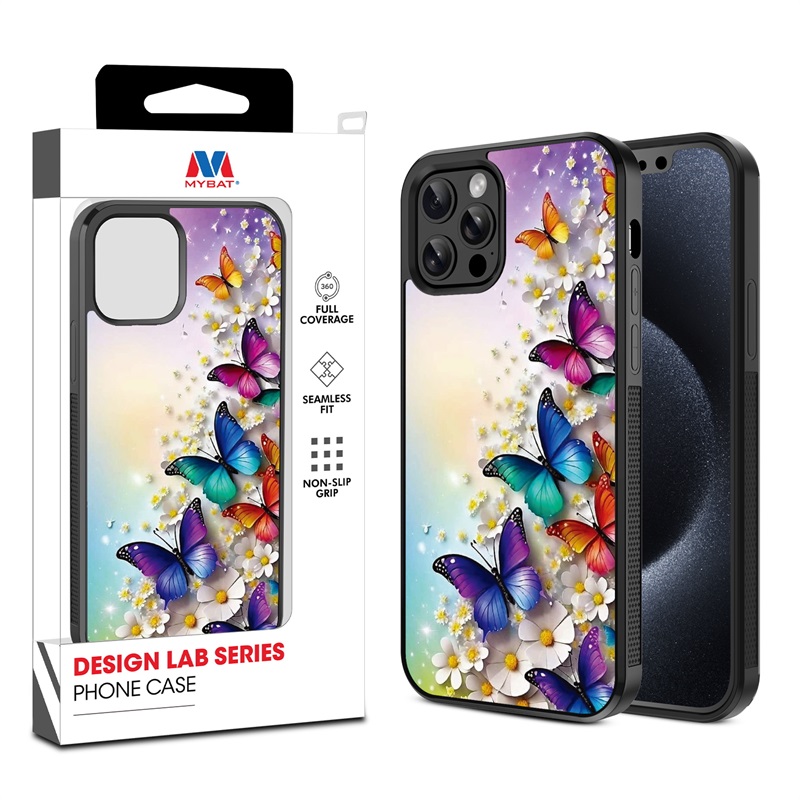 MyBat Design Lab Series Case for Apple iPhone 12 - 12 Pro (6.1) - Rainbow Butterflies