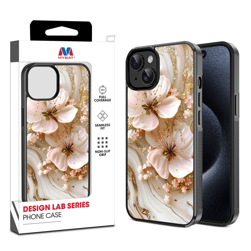 MyBat Design Lab Series Case for Apple iPhone 15 (6.1) - Golden Petal Glow