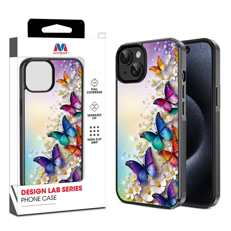 MyBat Design Lab Series Case for Apple iPhone 15 (6.1) - Rainbow Butterflies