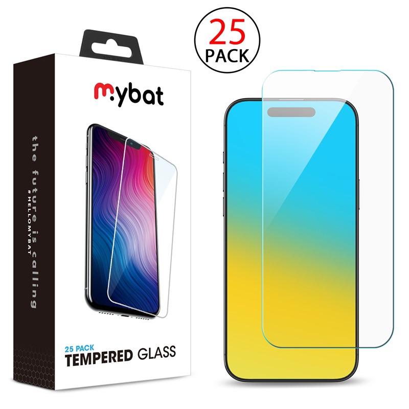 MyBat Tempered Glass Screen Protector (2.5D)(25-pack) for Apple iPhone 16 Pro Max - Clear
