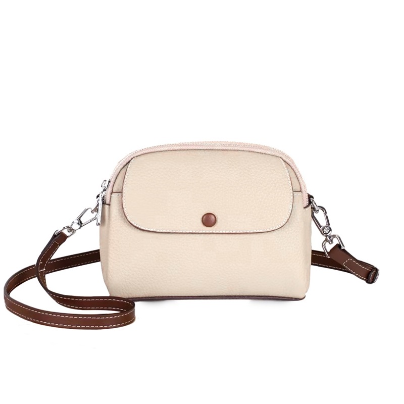 Roykin TOGO Small Textured Cowhide All-in-One Crossbody Shoulder Bag-off-white