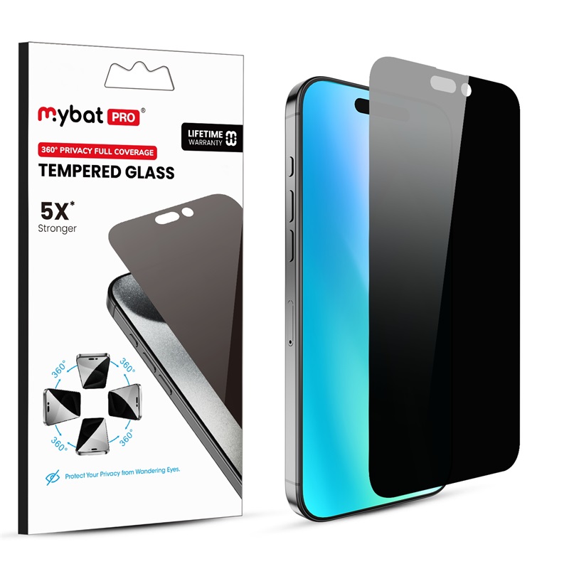 MyBat Pro 360° Privacy Full Coverage Tempered Glass for Apple iPhone 16 Plus / 15 Plus (6.7) - Clear