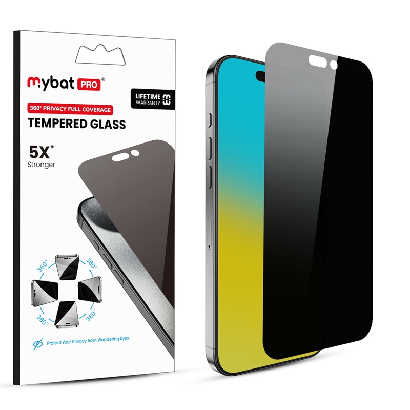 MyBat Pro 360° Privacy Full Coverage Tempered Glass for Apple iPhone 16 Pro - Clear