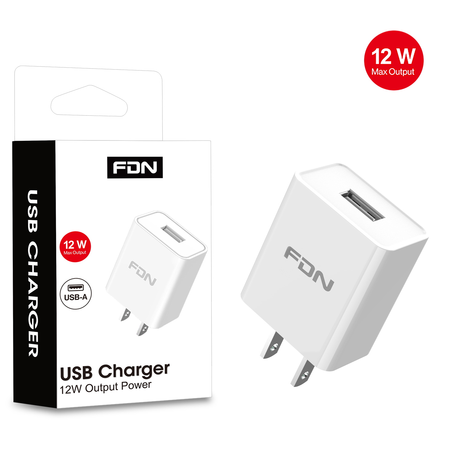 FDN USB Charger (12W) - White