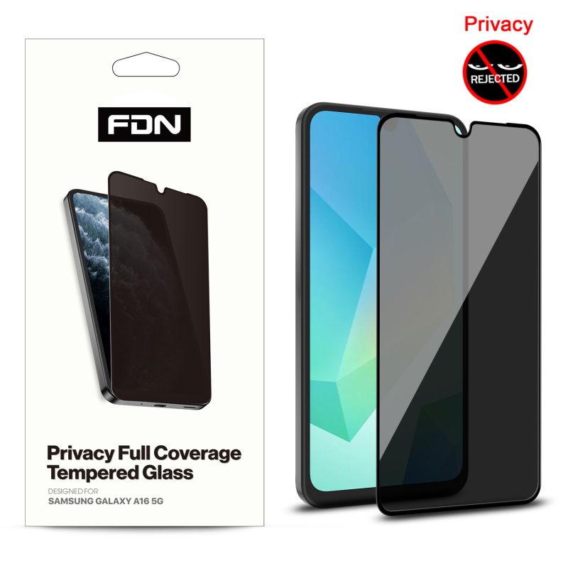 FDN Privacy Full Coverage Tempered Glass Screen Protector for Samsung Galaxy A16 5G - Black
