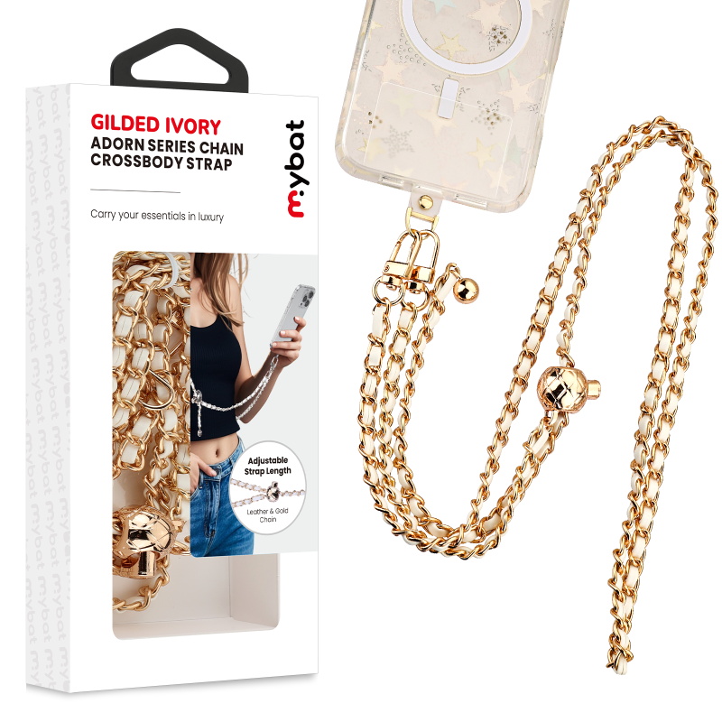 MyBat Gilded Ivory Adorn Series Chain Crossbody Phone Strap - White / Gold