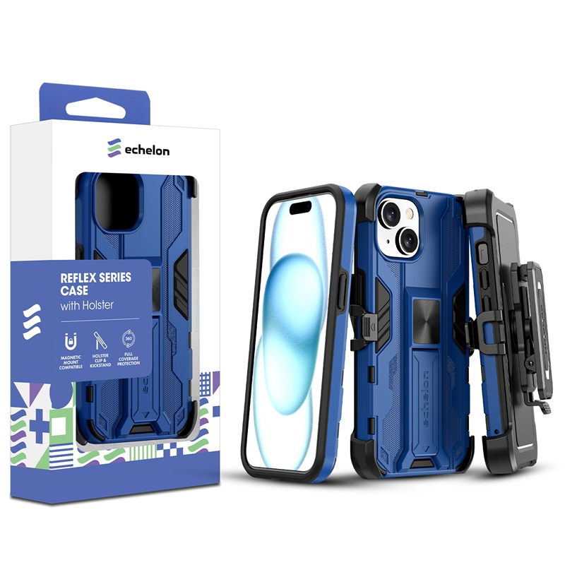 echelon Reflex Series Case with Holster for Apple iPhone 15 (6.1) - Reflex Blue