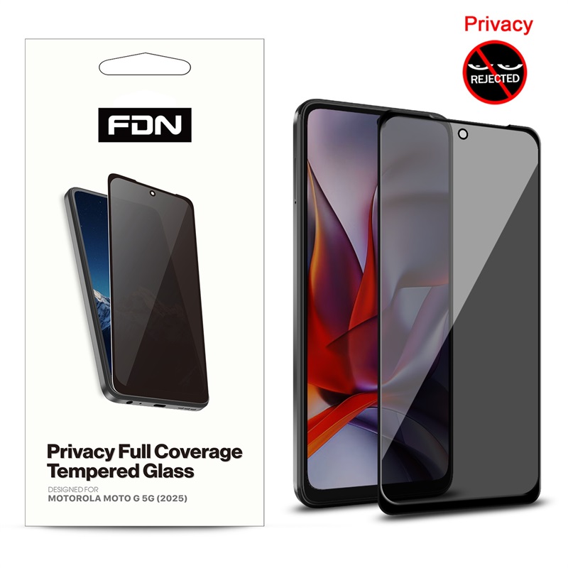 FDN Privacy Full Coverage Tempered Glass Screen Protector for Motorola Moto G 5G (2025) - Black