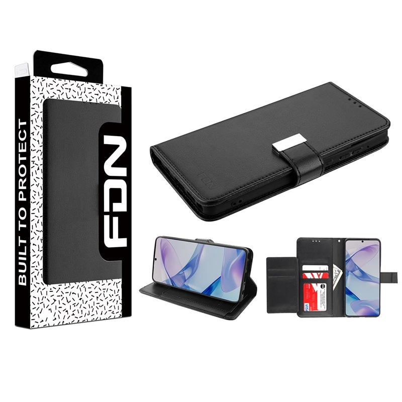 FDN Wallet Folio Case for Motorola Moto G Stylus 5G (2025) - Black / Black