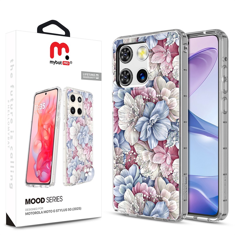MyBat Pro Mood Series Case (with Diamonds) for Motorola Moto G Stylus 5G (2025) - Floral Gems