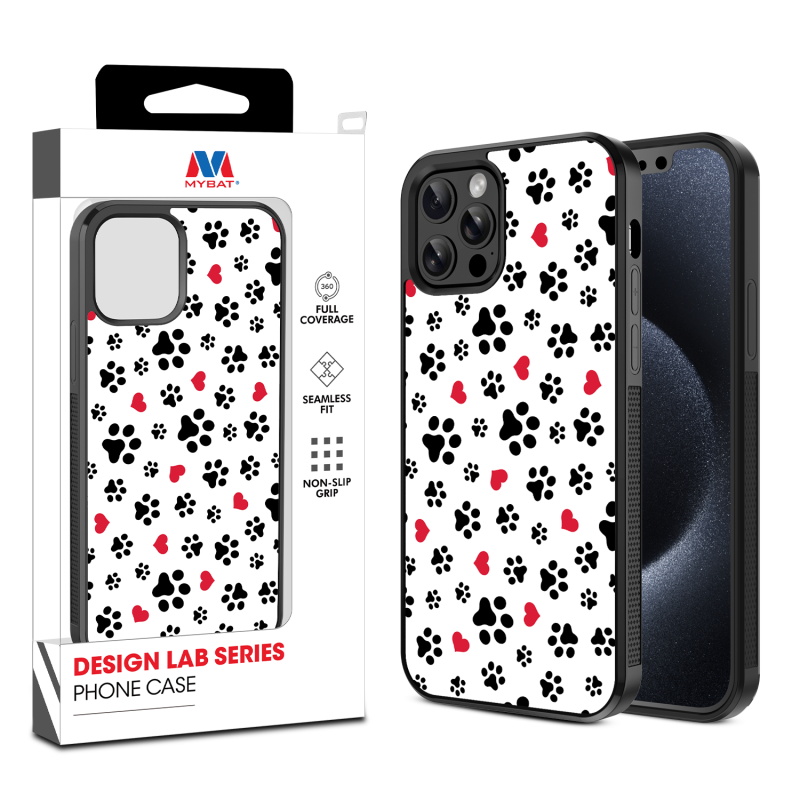 MyBat Design Lab Series Case for Apple iPhone 12 - 12 Pro (6.1) - Paw Prints and Hearts