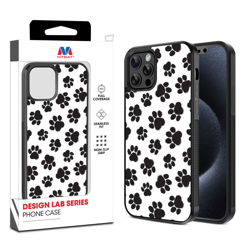 MyBat Design Lab Series Case for Apple iPhone 12 - 12 Pro (6.1) - Black Paw Prints