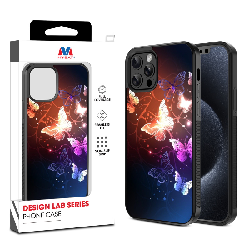 MyBat Design Lab Series Case for Apple iPhone 12 - 12 Pro (6.1) - Neon Butterflies