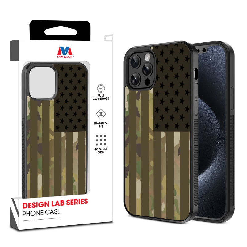 MyBat Design Lab Series Case for Apple iPhone 12 - 12 Pro (6.1) - Military Camouflage American Flag