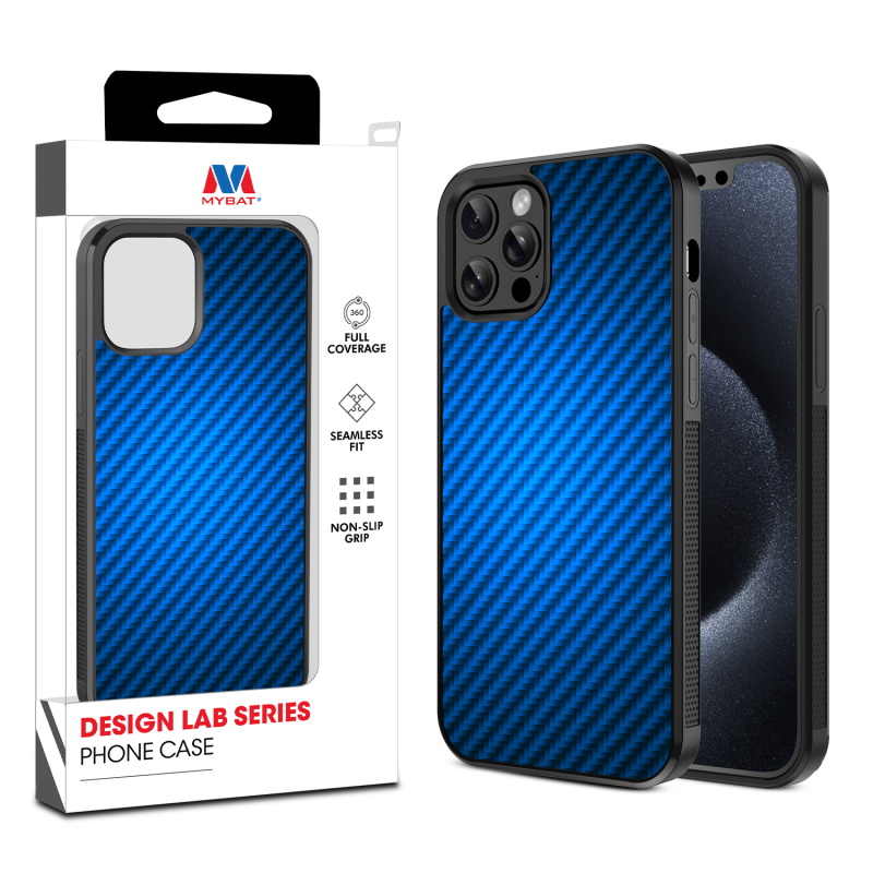 MyBat Design Lab Series Case for Apple iPhone 12 - 12 Pro (6.1) - Blue Carbon Fiber