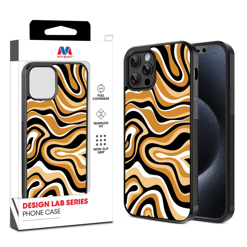 MyBat Design Lab Series Case for Apple iPhone 12 - 12 Pro (6.1) - Groovy Golden Swirls