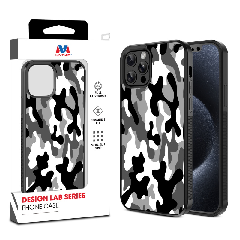 MyBat Design Lab Series Case for Apple iPhone 12 - 12 Pro (6.1) - Black - White Camouflage