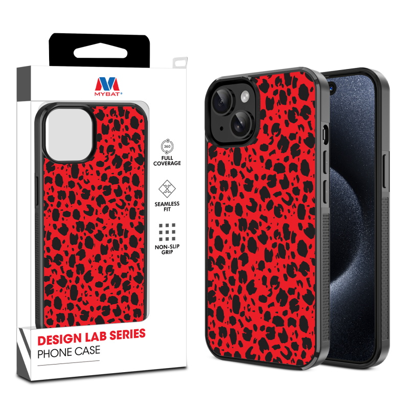 MyBat Design Lab Series Case for Apple iPhone 15 (6.1) - Red Leopard Print