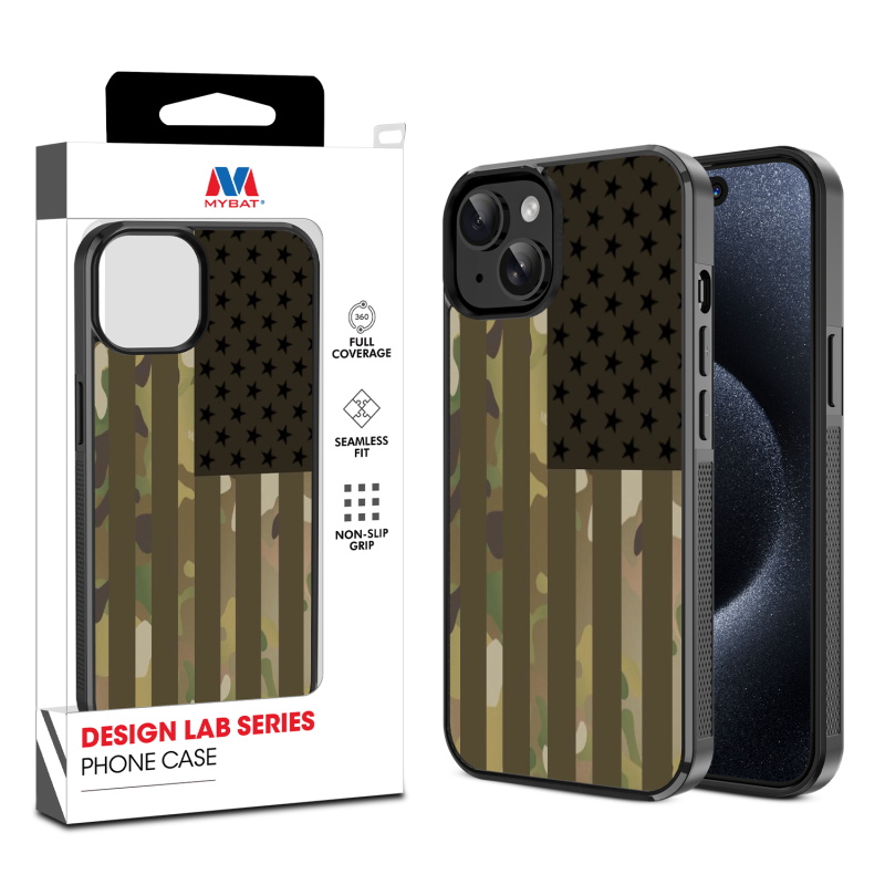 MyBat Design Lab Series Case for Apple iPhone 15 (6.1) - Military Camouflage American Flag