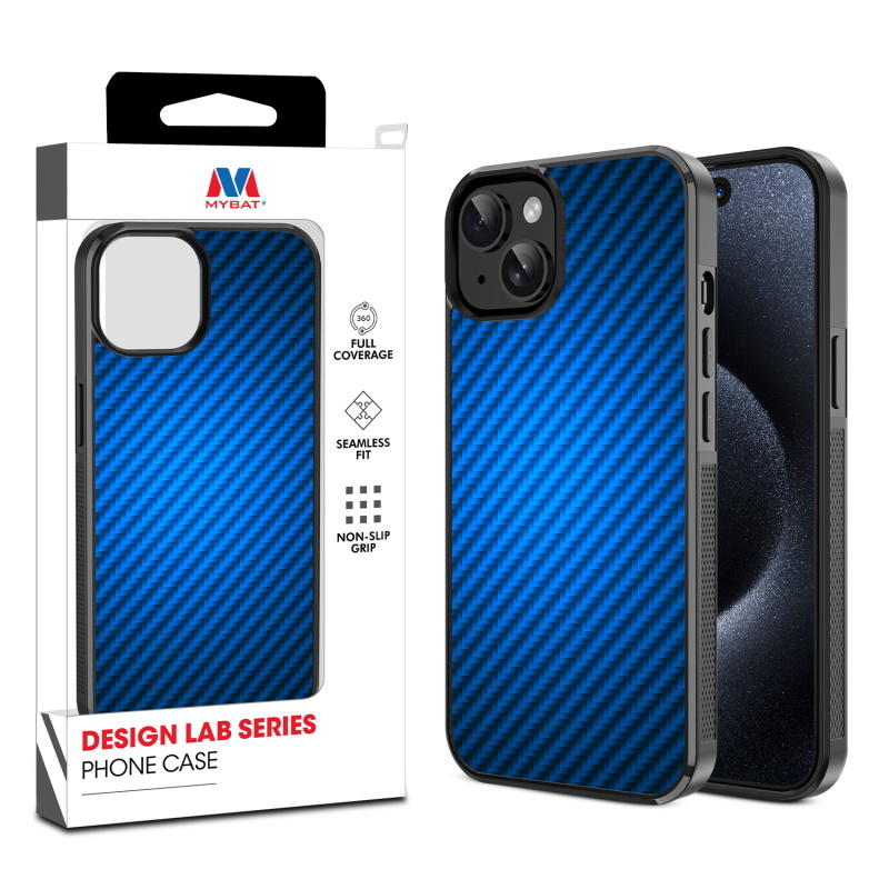 MyBat Design Lab Series Case for Apple iPhone 15 (6.1) - Blue Carbon Fiber