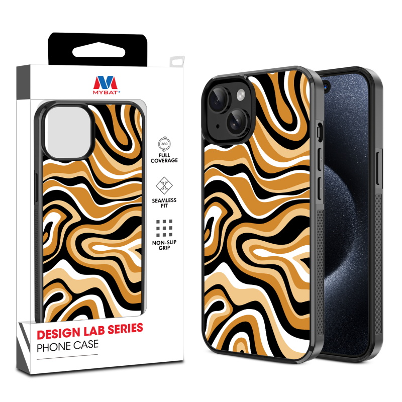 MyBat Design Lab Series Case for Apple iPhone 15 (6.1) - Groovy Golden Swirls
