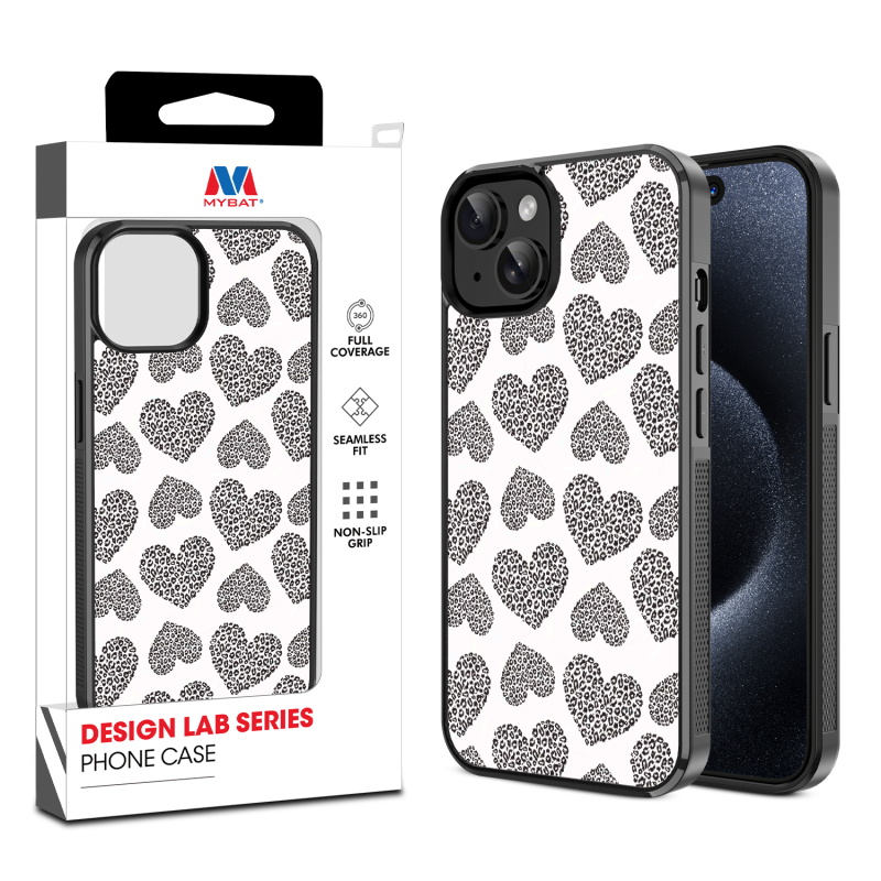 MyBat Design Lab Series Case for Apple iPhone 15 (6.1) - Leopard Print Hearts