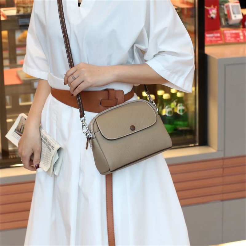 Roykin TOGO Small Textured Cowhide All-in-One Crossbody Shoulder Bag-khaki