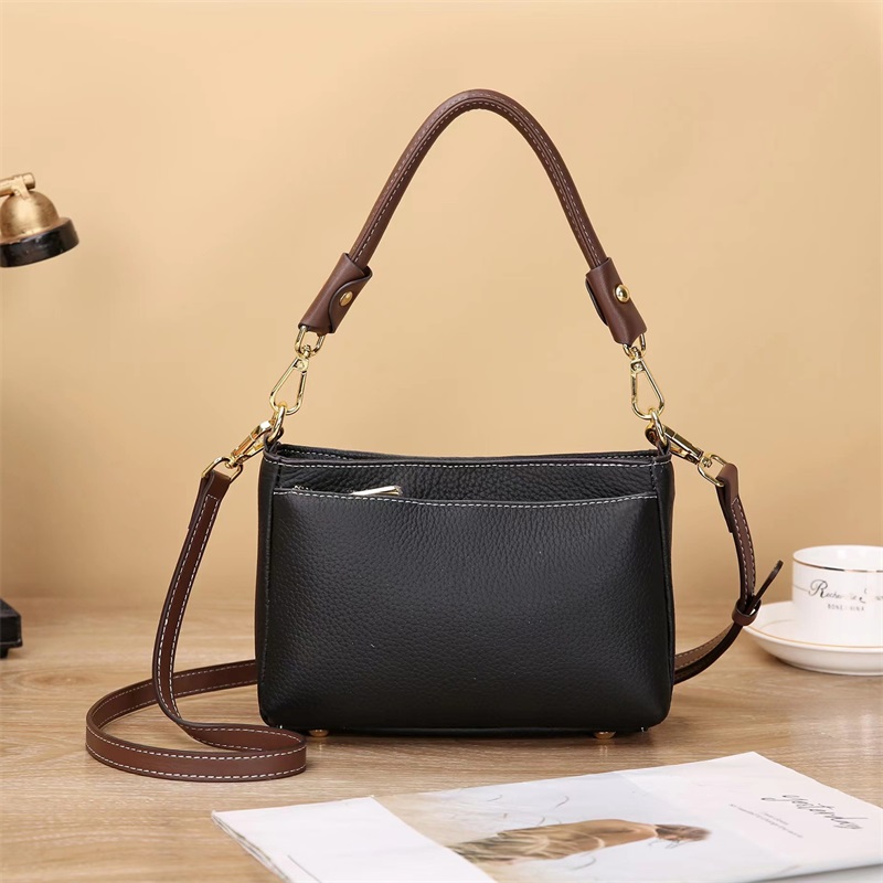 Roykin TOGO Large Textured Cowhide All-in-One Crossbody Shoulder Bag-Black