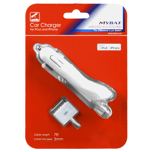 Car Charger for iPod and iPhone - White for Apple iPhone 4s 4 Apple iPod nano (6th generation) Apple iPod touch generation)