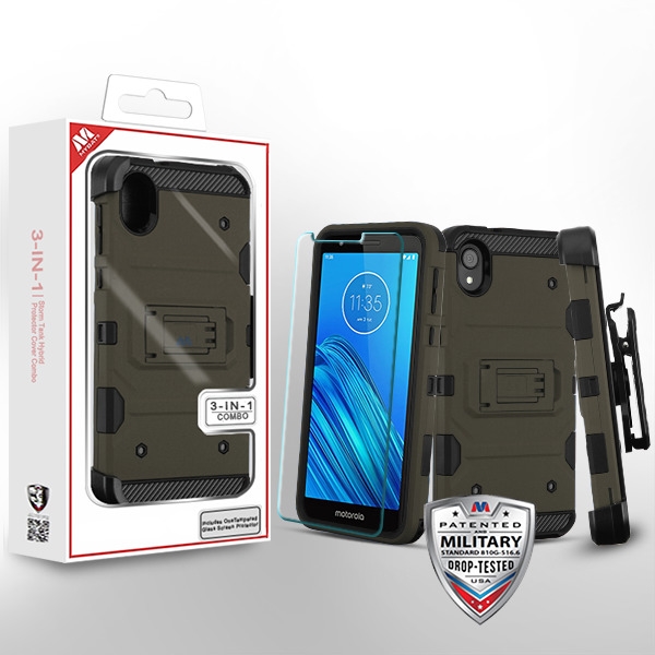 MyBat 3-in-1 Storm Tank Hybrid Case Combo (with Black Holster) for Motorola Moto E6 - Dark Grey Black for Motorola Moto E6 MyBat 3-in-1 Storm Tank Hybrid Case Combo (with Black Holster) for Motorola Moto E6 - Dark Grey Black for Motorola Moto E6